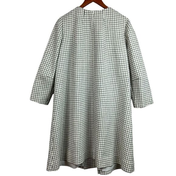 Vintage 60s Wool Plaid Checkered Dress Overcoat Button Front Full Sleeves Lined - Picture 7 of 10